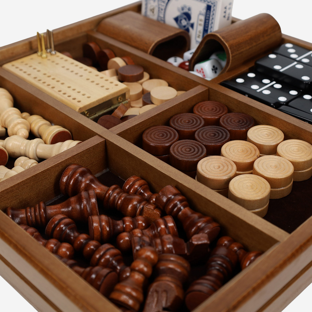 Walnut 7-Games-in-1 Combination Game Set - GT Anywhere